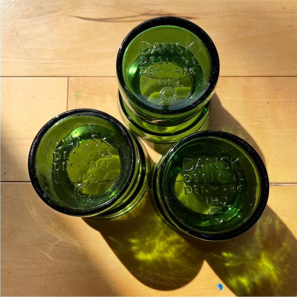 Dansk Green Glass Candle Holders